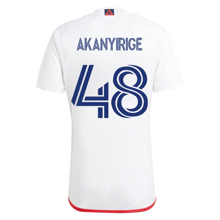 Kvinder Jacob Akanyirige #48 Hvid Rød Udebane Spillertrøjer 2023/24 Trøje T-Shirt