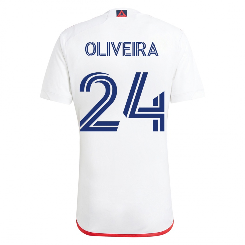 Kvinder Cristiano Oliveira #24 Hvid Rød Udebane Spillertrøjer 2023/24 Trøje T-Shirt