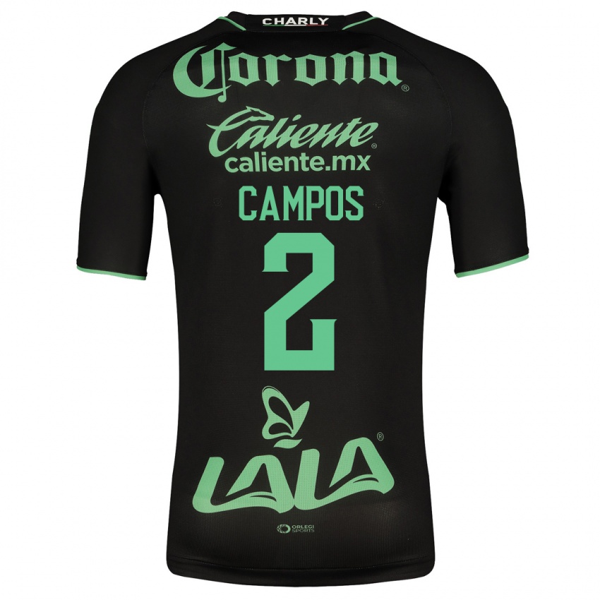 Kvinder Omar Campos #2 Sort Udebane Spillertrøjer 2023/24 Trøje T-Shirt