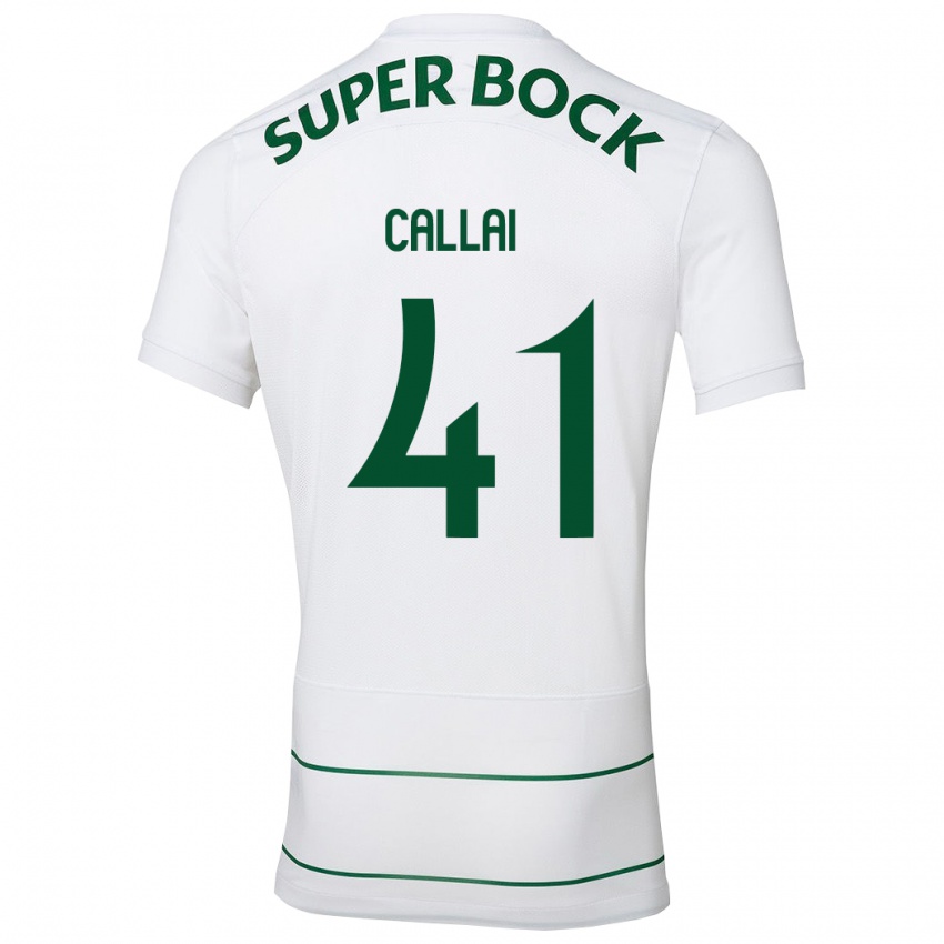 Kvinder Diego Callai #41 Hvid Udebane Spillertrøjer 2023/24 Trøje T-Shirt