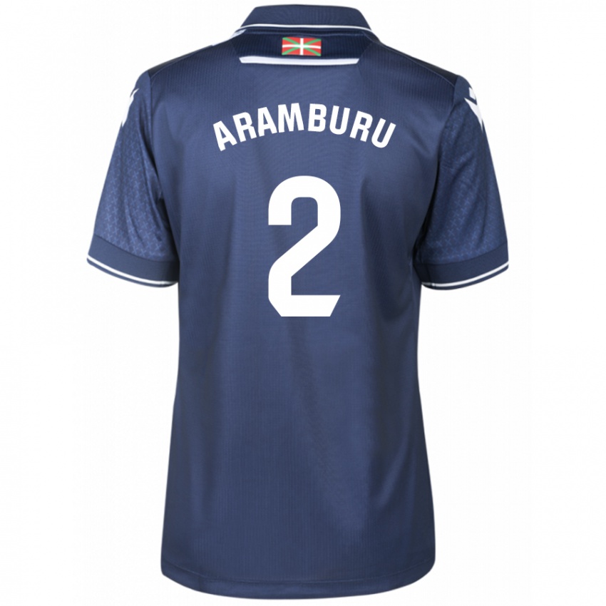 Kvinder Jon Aramburu #2 Flåde Udebane Spillertrøjer 2023/24 Trøje T-Shirt