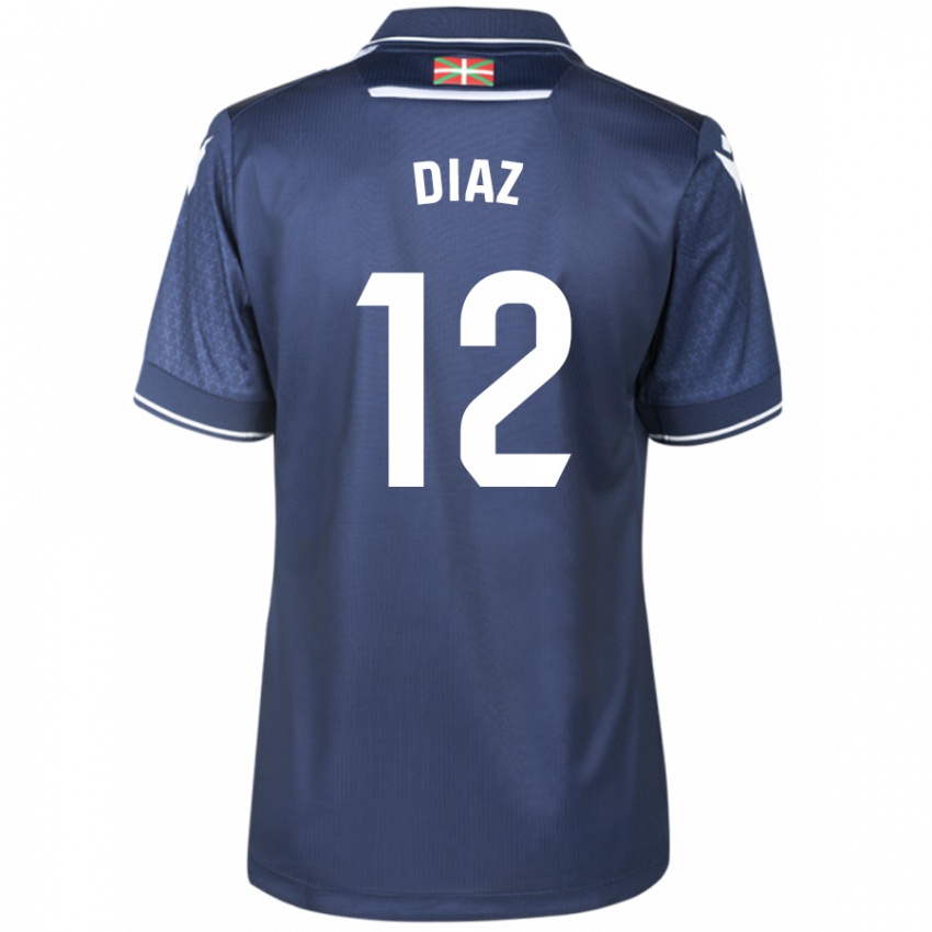 Kvinder Ekain Díaz #12 Flåde Udebane Spillertrøjer 2023/24 Trøje T-Shirt