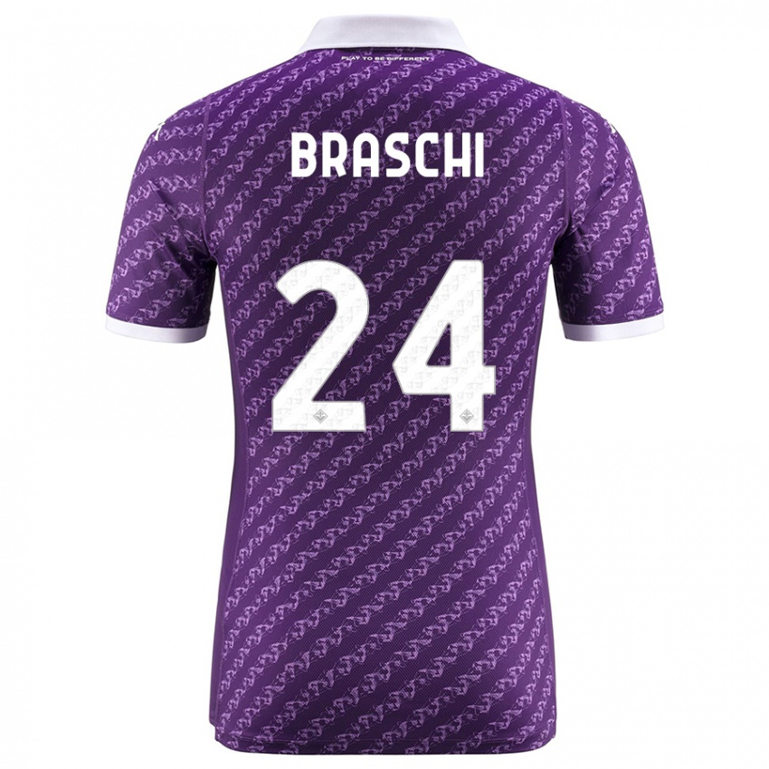 Børn Riccardo Braschi #24 Viol Hjemmebane Spillertrøjer 2023/24 Trøje T-Shirt