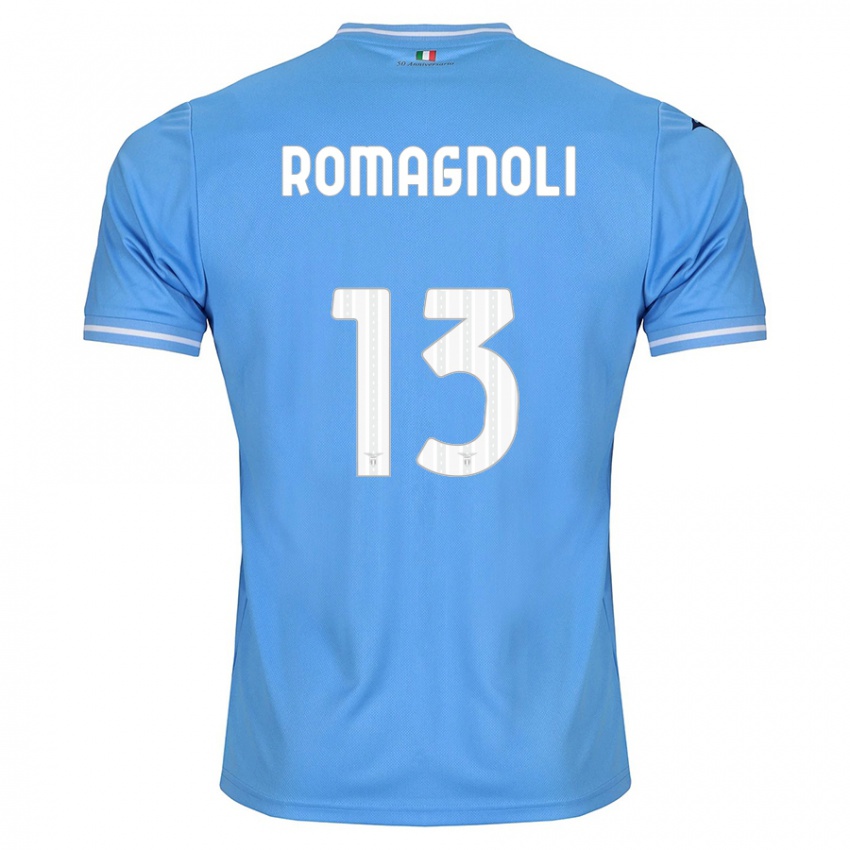 Børn Alessio Romagnoli #13 Blå Hjemmebane Spillertrøjer 2023/24 Trøje T-Shirt