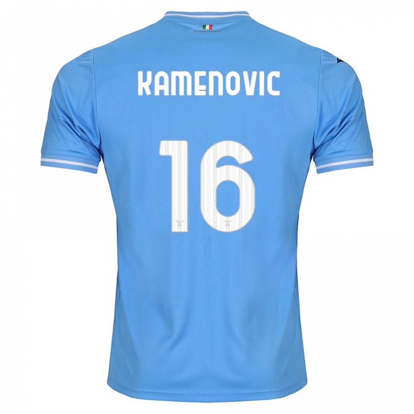 Børn Dimitrije Kamenović #16 Blå Hjemmebane Spillertrøjer 2023/24 Trøje T-Shirt
