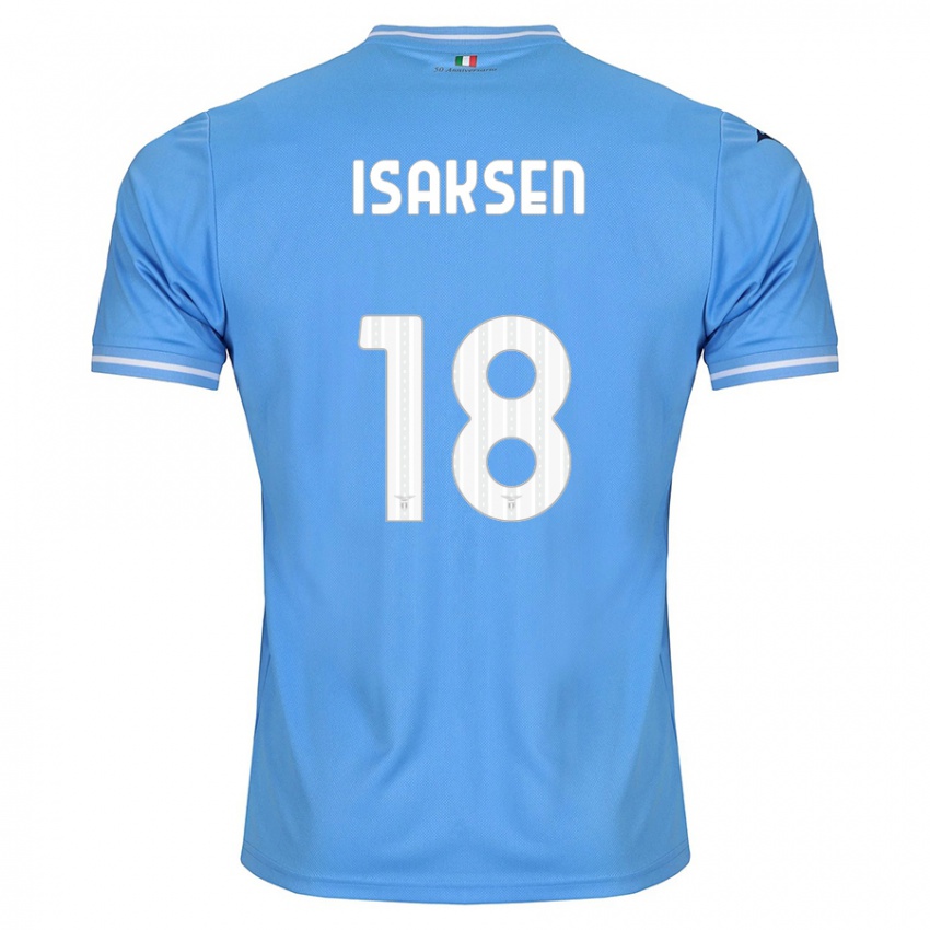 Børn Gustav Isaksen #18 Blå Hjemmebane Spillertrøjer 2023/24 Trøje T-Shirt