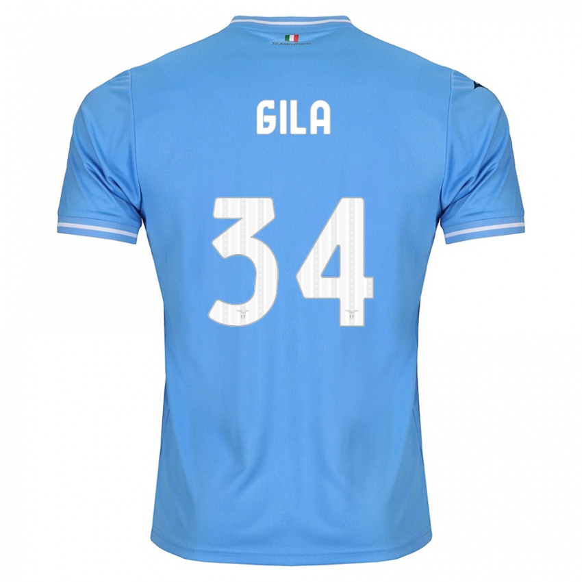 Børn Mario Gila #34 Blå Hjemmebane Spillertrøjer 2023/24 Trøje T-Shirt