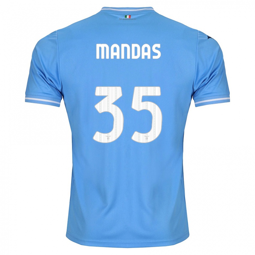 Børn Christos Mandas #35 Blå Hjemmebane Spillertrøjer 2023/24 Trøje T-Shirt