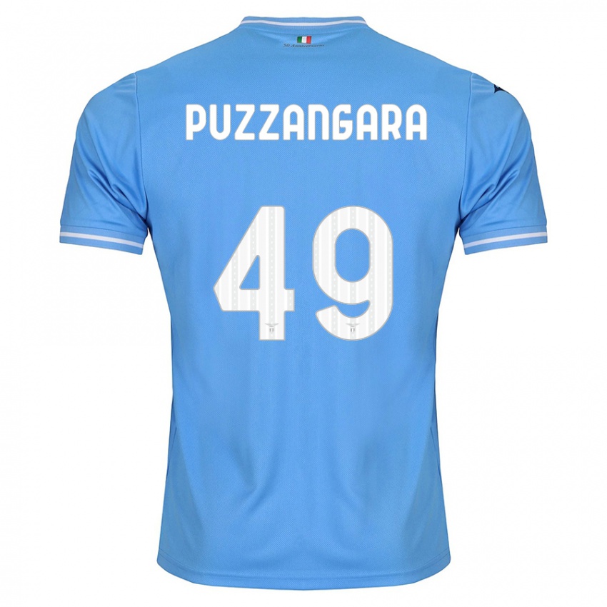 Børn Angelo Antonio Puzzangara #49 Blå Hjemmebane Spillertrøjer 2023/24 Trøje T-Shirt