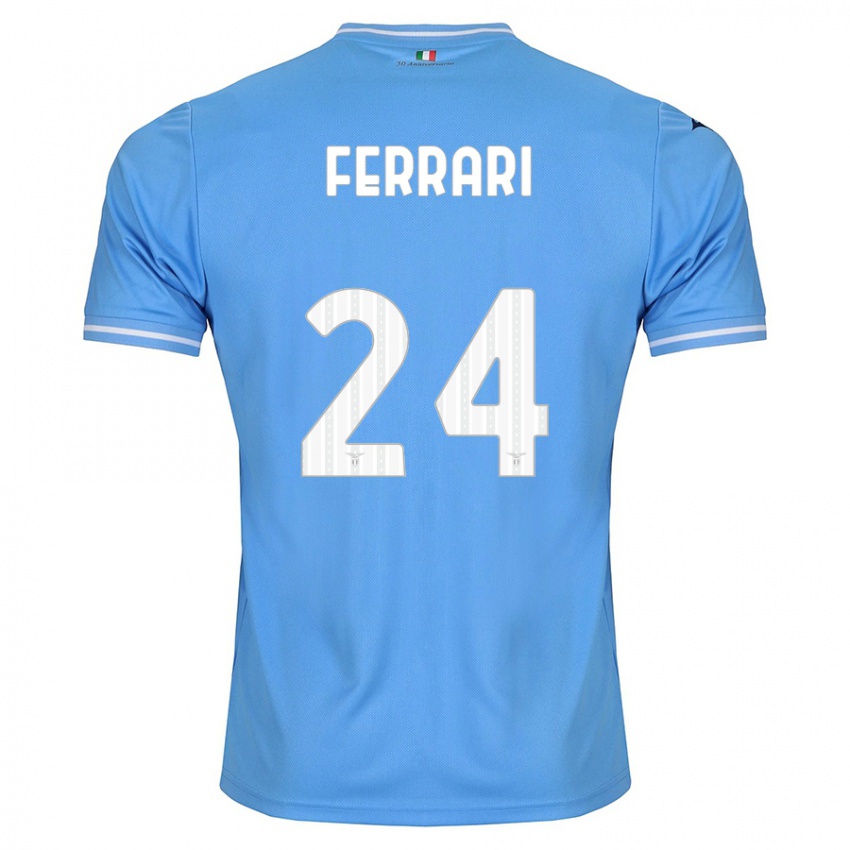 Børn Lorenzo Ferrari #24 Blå Hjemmebane Spillertrøjer 2023/24 Trøje T-Shirt
