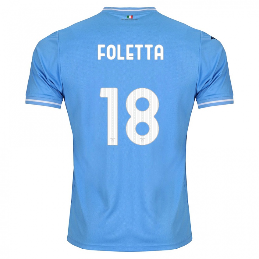Børn Isabella Foletta #18 Blå Hjemmebane Spillertrøjer 2023/24 Trøje T-Shirt