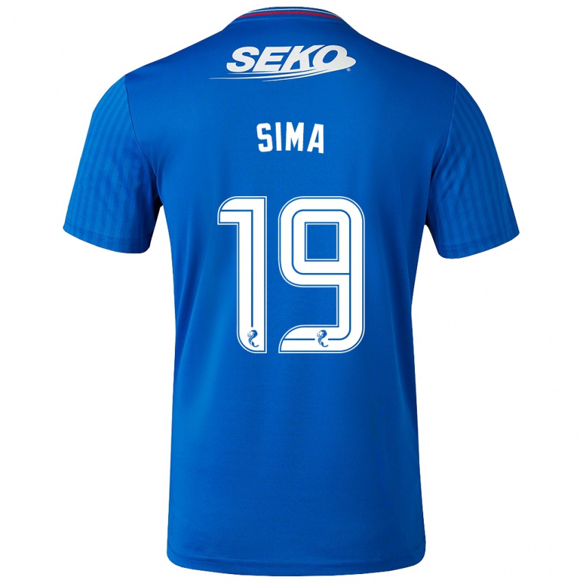 Børn Abdallah Sima #19 Blå Hjemmebane Spillertrøjer 2023/24 Trøje T-Shirt