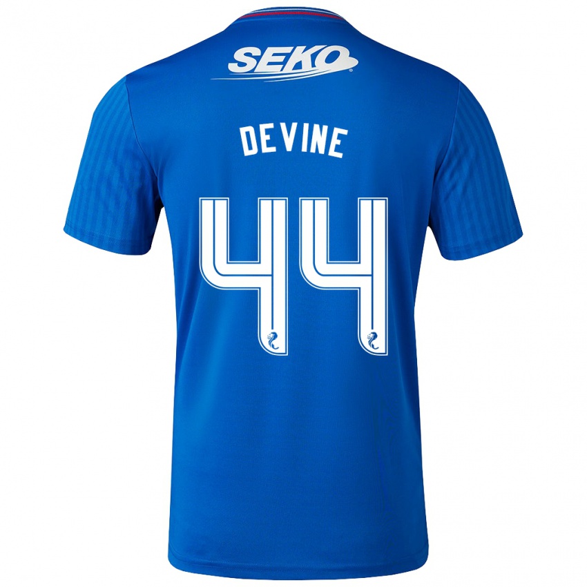 Børn Adam Devine #44 Blå Hjemmebane Spillertrøjer 2023/24 Trøje T-Shirt