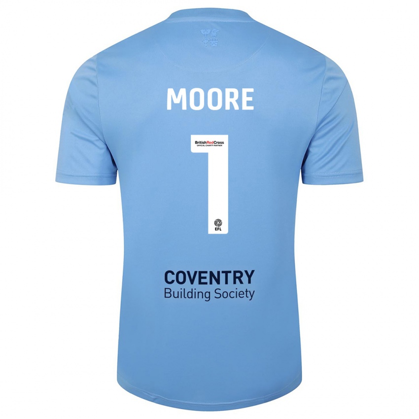 Børn Simon Moore #1 Himmelblå Hjemmebane Spillertrøjer 2023/24 Trøje T-Shirt