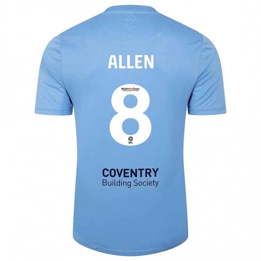 Børn Jamie Allen #8 Himmelblå Hjemmebane Spillertrøjer 2023/24 Trøje T-Shirt