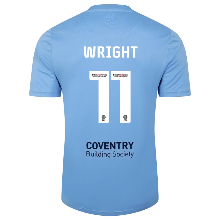 Børn Haji Wright #11 Himmelblå Hjemmebane Spillertrøjer 2023/24 Trøje T-Shirt