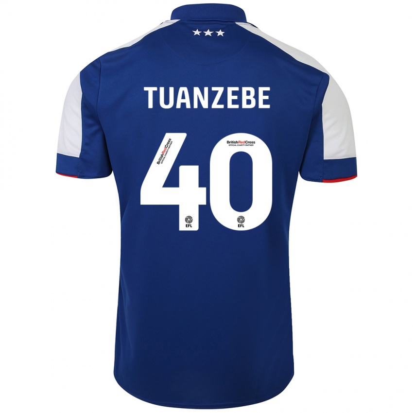 Børn Axel Tuanzebe #40 Blå Hjemmebane Spillertrøjer 2023/24 Trøje T-Shirt