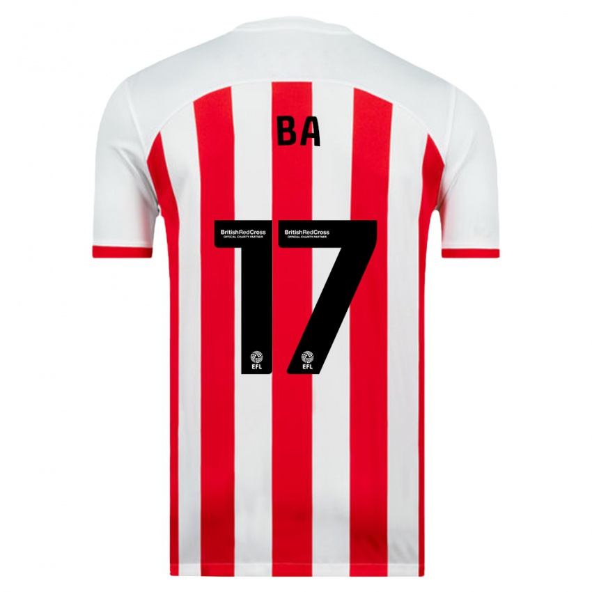 Børn Abdoullah Ba #17 Hvid Hjemmebane Spillertrøjer 2023/24 Trøje T-Shirt