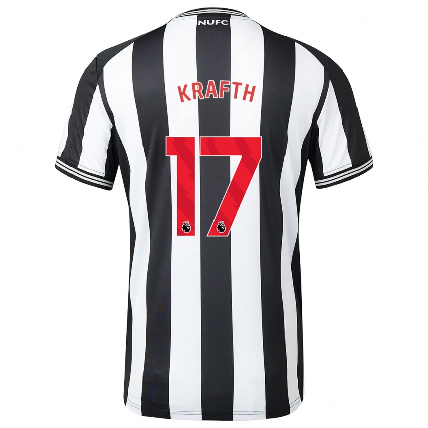 Børn Emil Krafth #17 Sort Hvid Hjemmebane Spillertrøjer 2023/24 Trøje T-Shirt