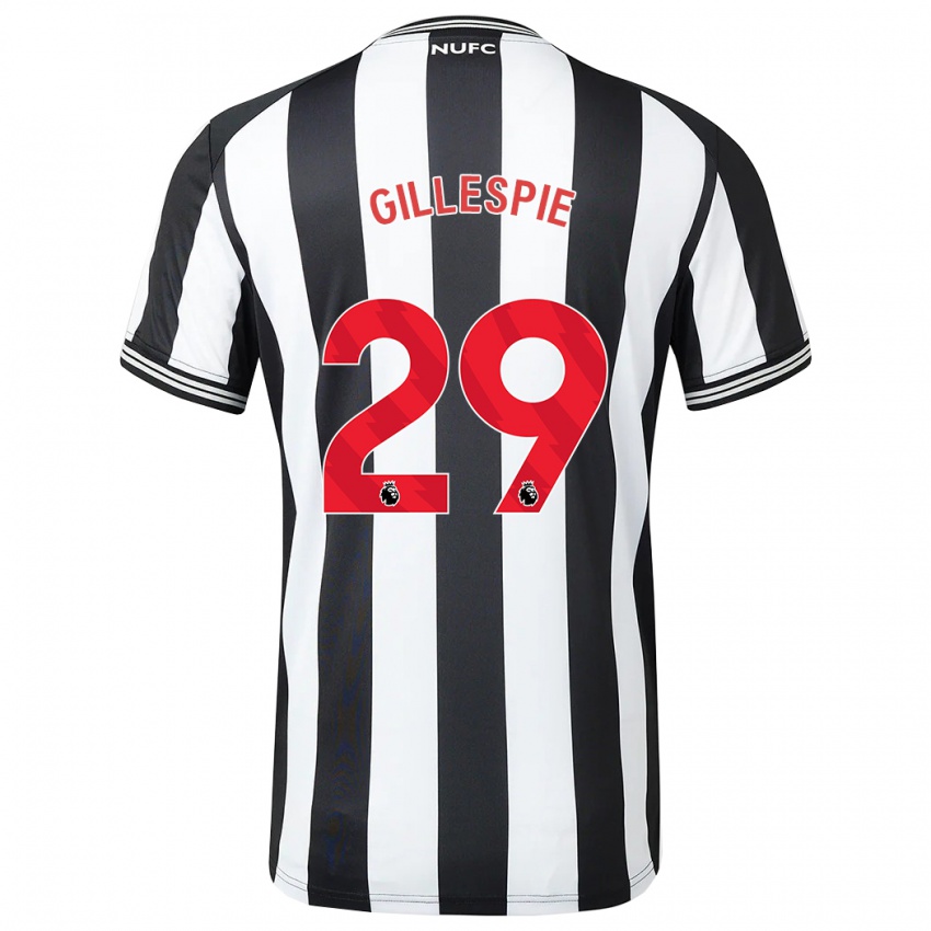 Børn Mark Gillespie #29 Sort Hvid Hjemmebane Spillertrøjer 2023/24 Trøje T-Shirt
