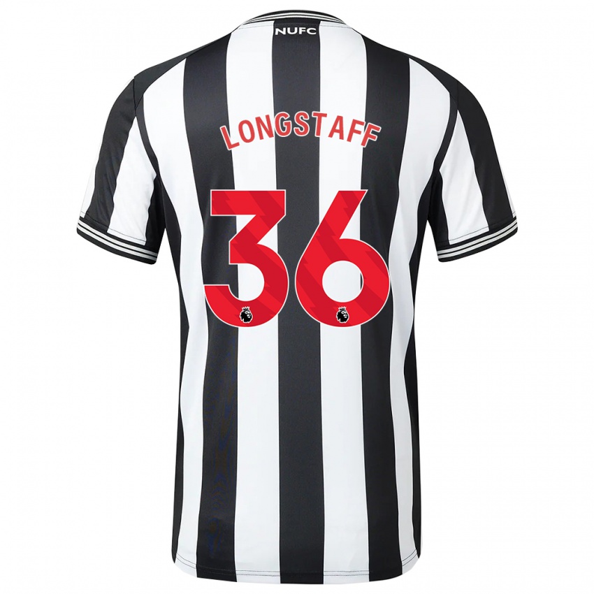 Børn Sean Longstaff #36 Sort Hvid Hjemmebane Spillertrøjer 2023/24 Trøje T-Shirt