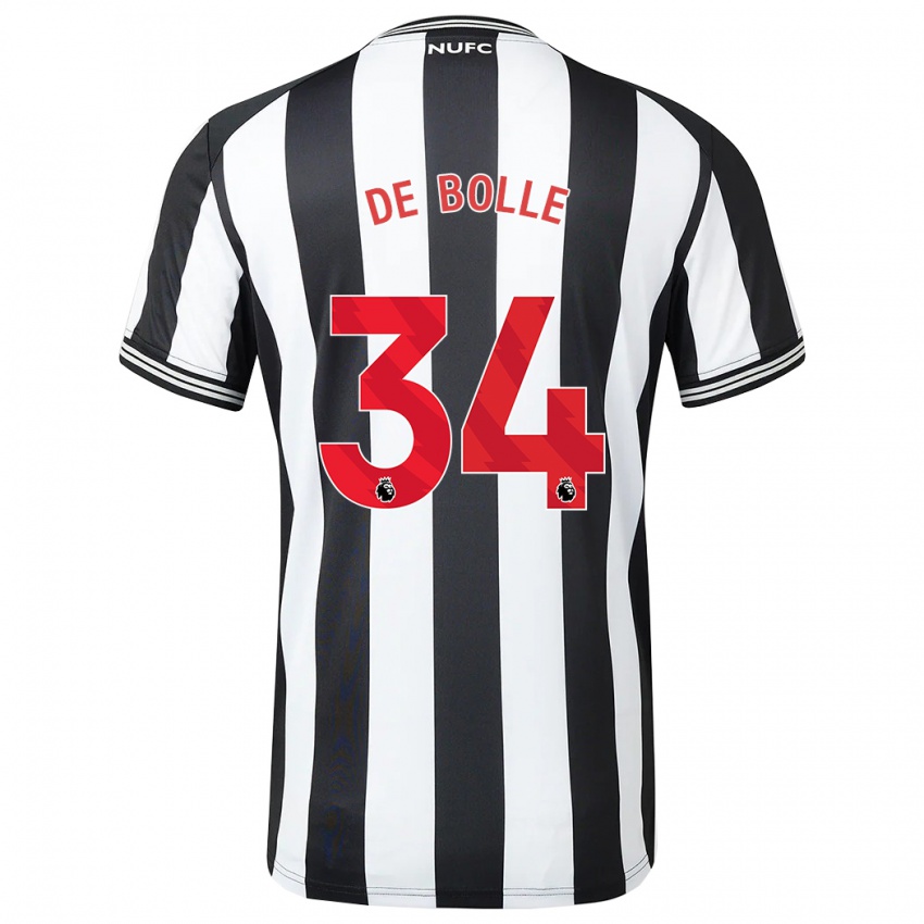 Børn Lucas De Bolle #34 Sort Hvid Hjemmebane Spillertrøjer 2023/24 Trøje T-Shirt