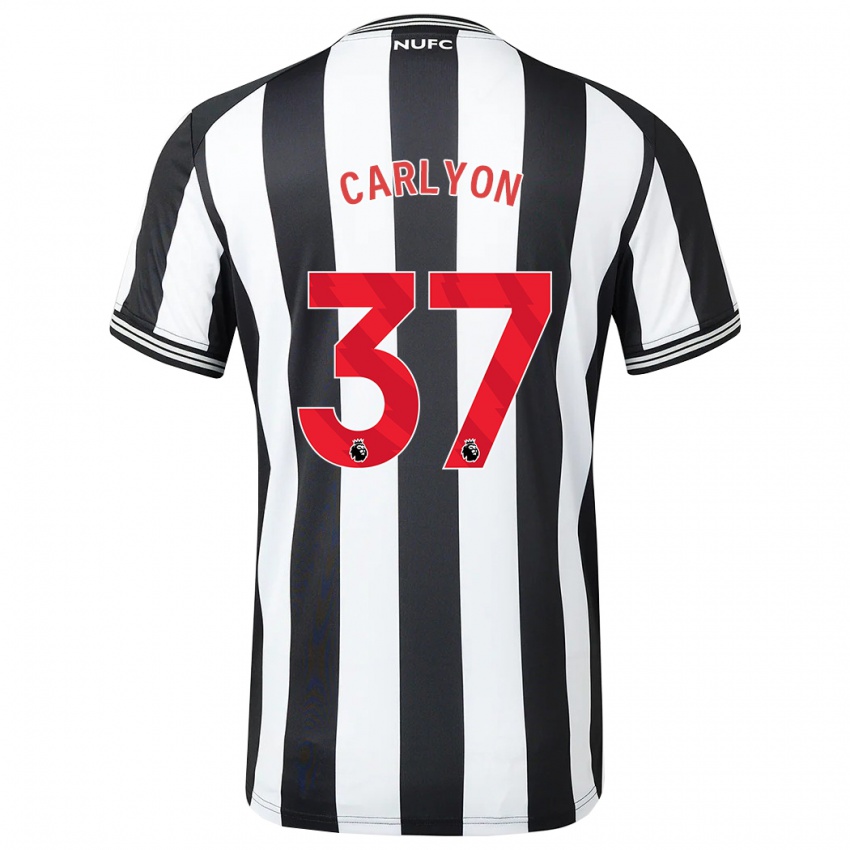 Børn Nathan Carlyon #37 Sort Hvid Hjemmebane Spillertrøjer 2023/24 Trøje T-Shirt