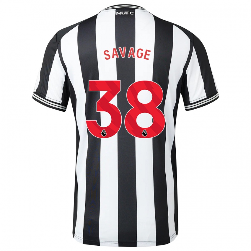 Børn Remi Savage #38 Sort Hvid Hjemmebane Spillertrøjer 2023/24 Trøje T-Shirt