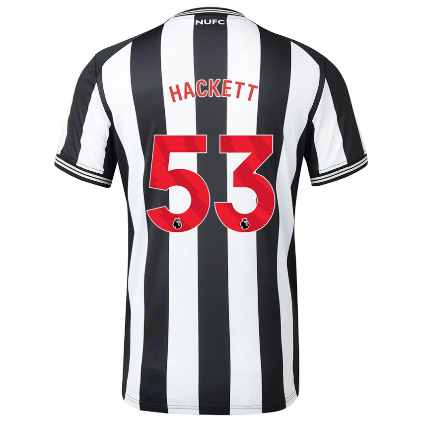 Børn Jordan Hackett #53 Sort Hvid Hjemmebane Spillertrøjer 2023/24 Trøje T-Shirt