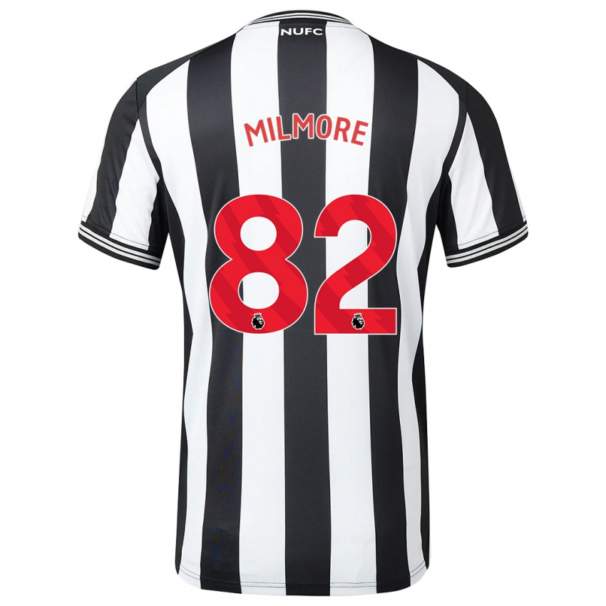 Børn Carter Milmore #82 Sort Hvid Hjemmebane Spillertrøjer 2023/24 Trøje T-Shirt
