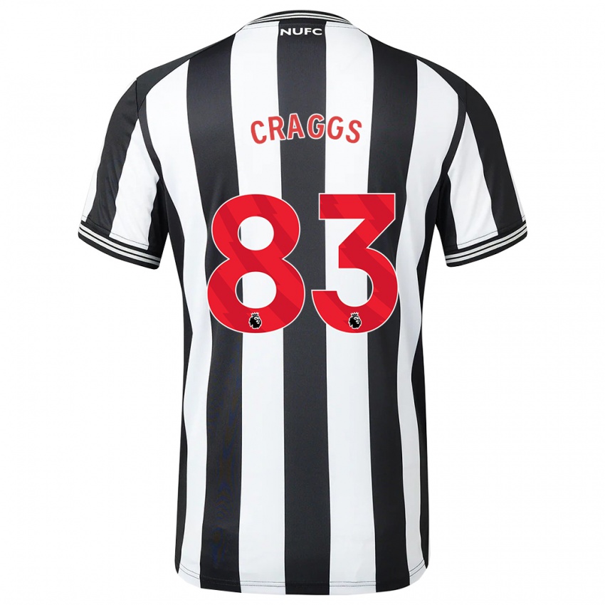 Børn Luke Craggs #83 Sort Hvid Hjemmebane Spillertrøjer 2023/24 Trøje T-Shirt