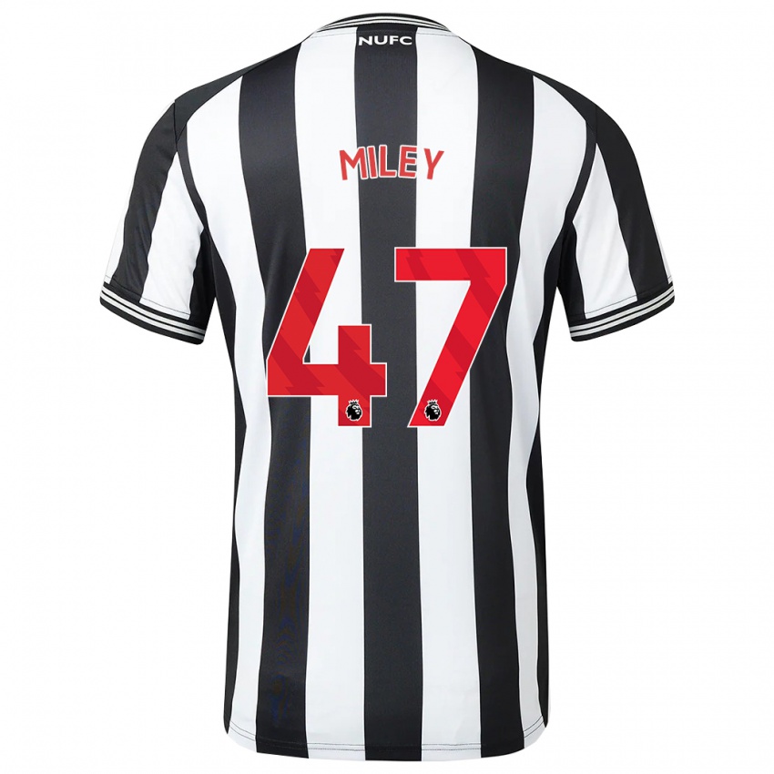 Børn Jamie Miley #47 Sort Hvid Hjemmebane Spillertrøjer 2023/24 Trøje T-Shirt