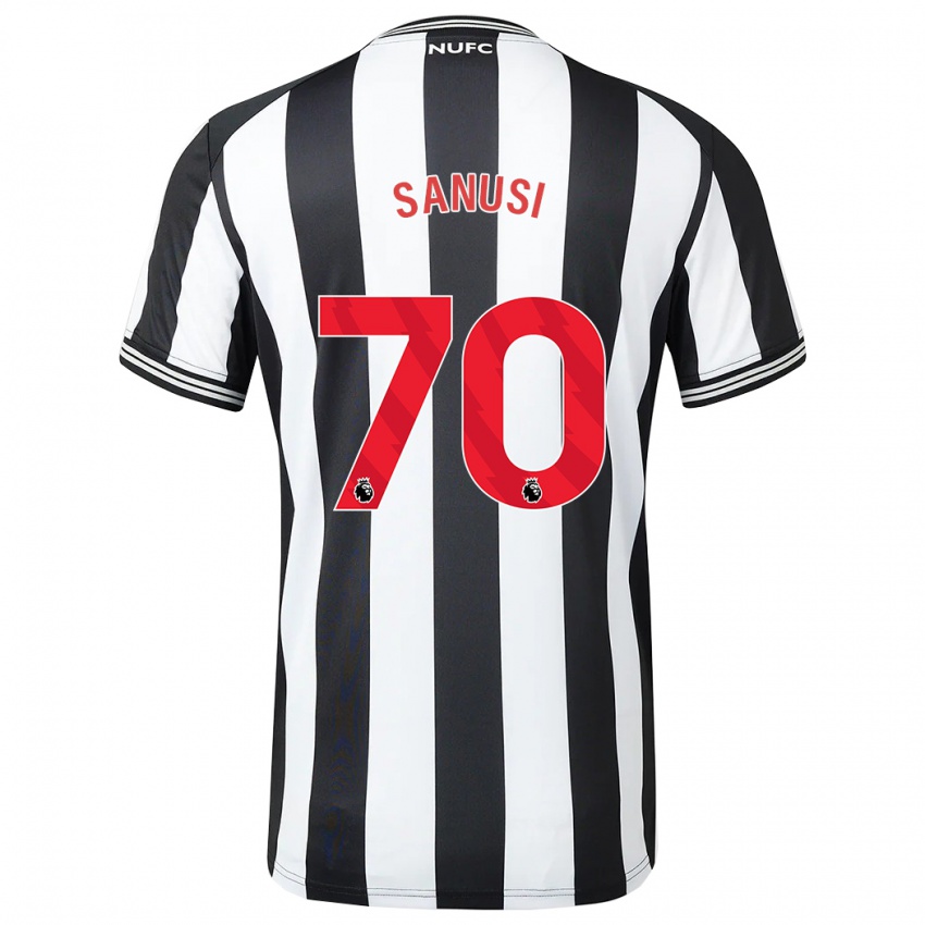 Børn Trevan Sanusi #70 Sort Hvid Hjemmebane Spillertrøjer 2023/24 Trøje T-Shirt