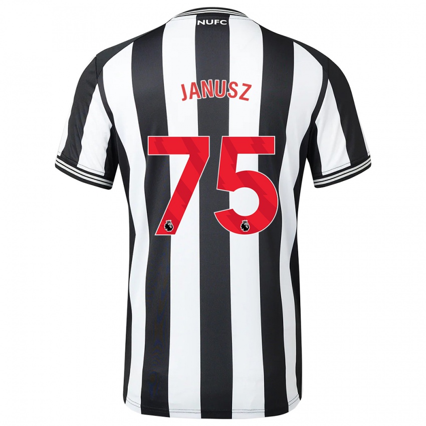 Børn Adrian Janusz #75 Sort Hvid Hjemmebane Spillertrøjer 2023/24 Trøje T-Shirt