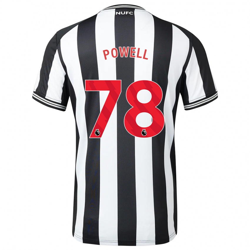 Børn Harry Powell #78 Sort Hvid Hjemmebane Spillertrøjer 2023/24 Trøje T-Shirt