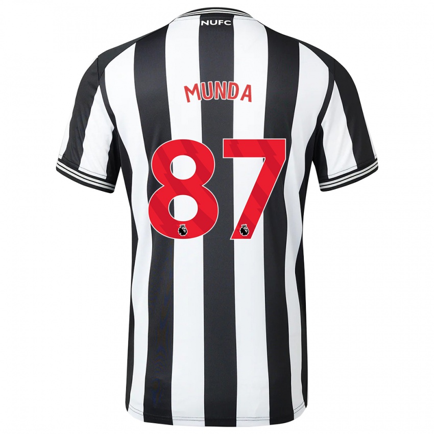 Børn Anthony Munda #87 Sort Hvid Hjemmebane Spillertrøjer 2023/24 Trøje T-Shirt