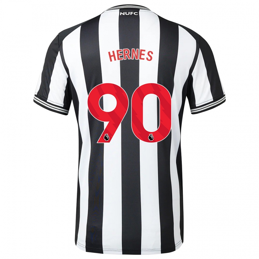 Børn Travis Hernes #90 Sort Hvid Hjemmebane Spillertrøjer 2023/24 Trøje T-Shirt