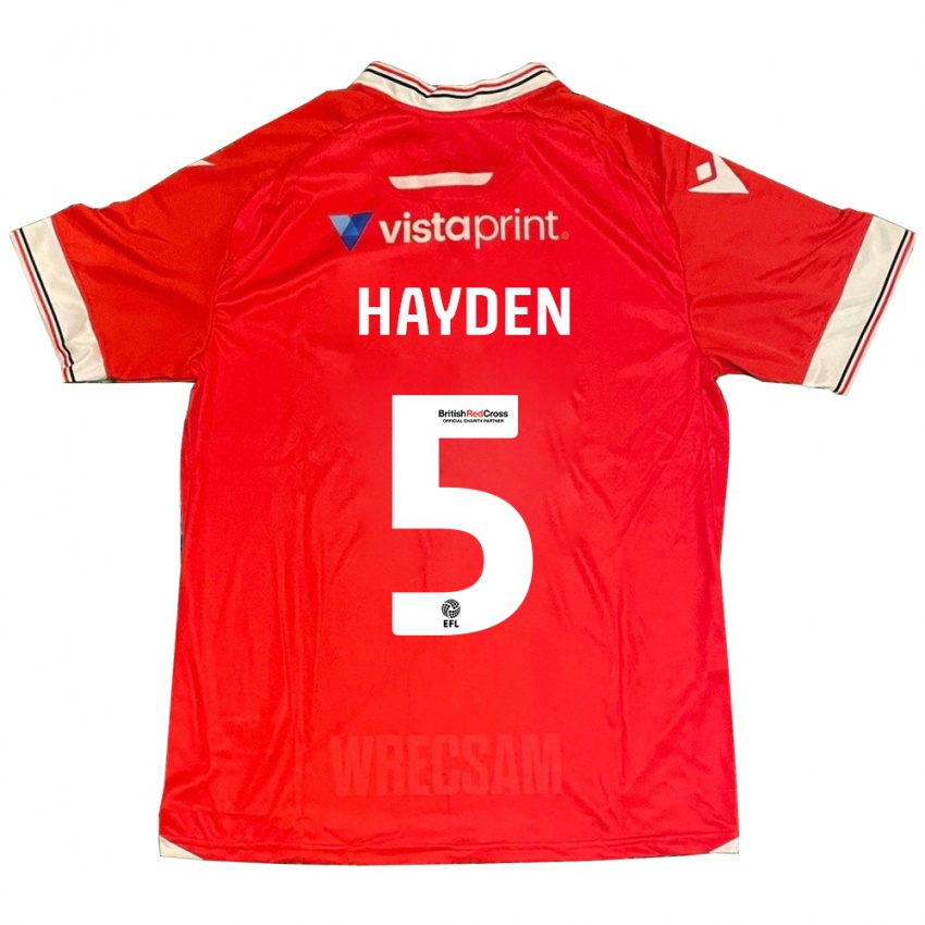 Børn Aaron Hayden #5 Rød Hjemmebane Spillertrøjer 2023/24 Trøje T-Shirt