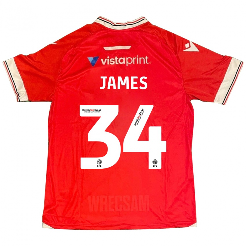 Børn Aaron James #34 Rød Hjemmebane Spillertrøjer 2023/24 Trøje T-Shirt