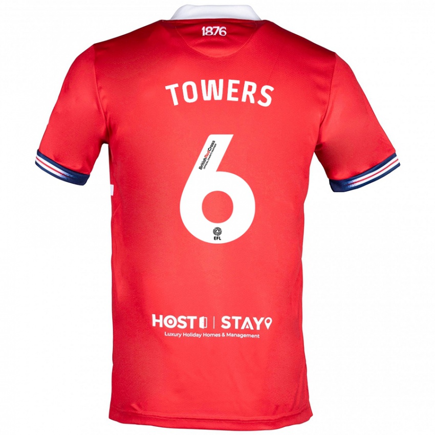 Børn Abby Towers #6 Rød Hjemmebane Spillertrøjer 2023/24 Trøje T-Shirt
