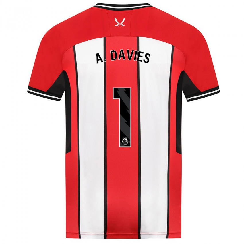 Børn Adam Davies #1 Rød Hjemmebane Spillertrøjer 2023/24 Trøje T-Shirt
