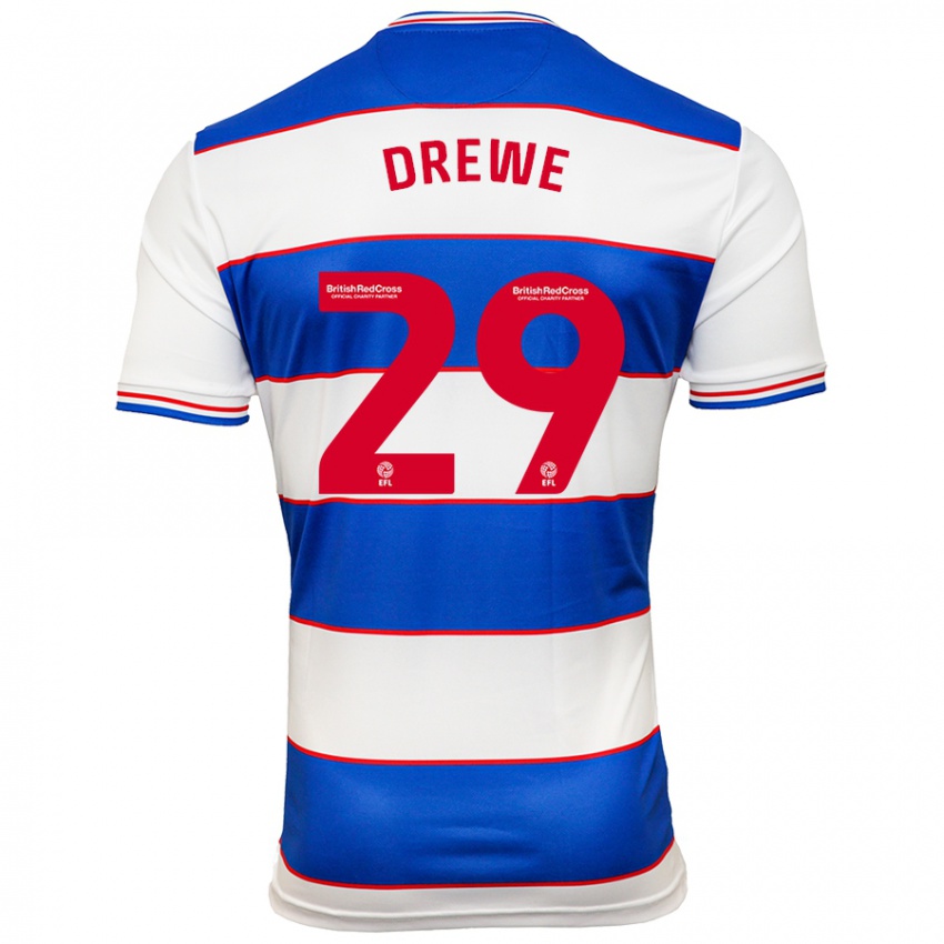 Børn Aaron Drewe #29 Hvid Blå Hjemmebane Spillertrøjer 2023/24 Trøje T-Shirt