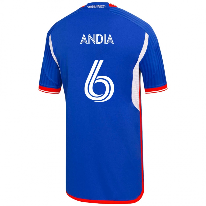 Børn Yonathan Andía #6 Blå Hjemmebane Spillertrøjer 2023/24 Trøje T-Shirt