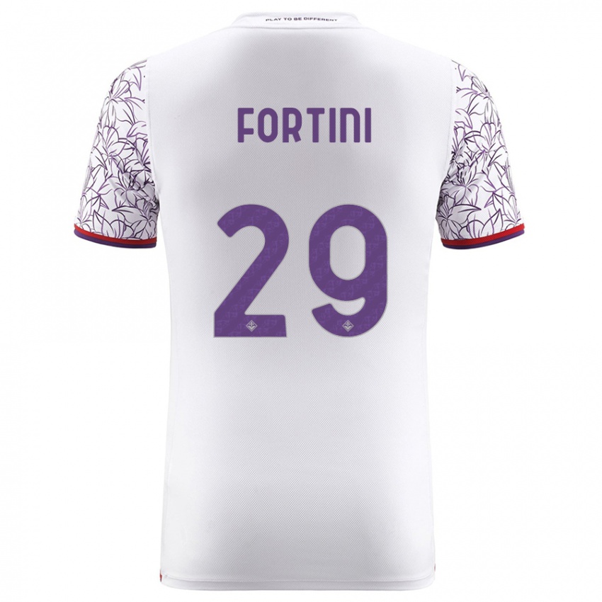 Børn Niccolò Fortini #29 Hvid Udebane Spillertrøjer 2023/24 Trøje T-Shirt