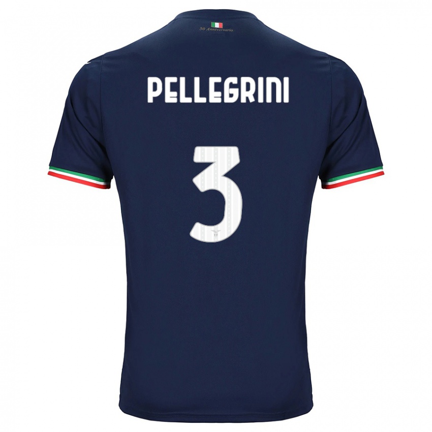 Børn Luca Pellegrini #3 Flåde Udebane Spillertrøjer 2023/24 Trøje T-Shirt