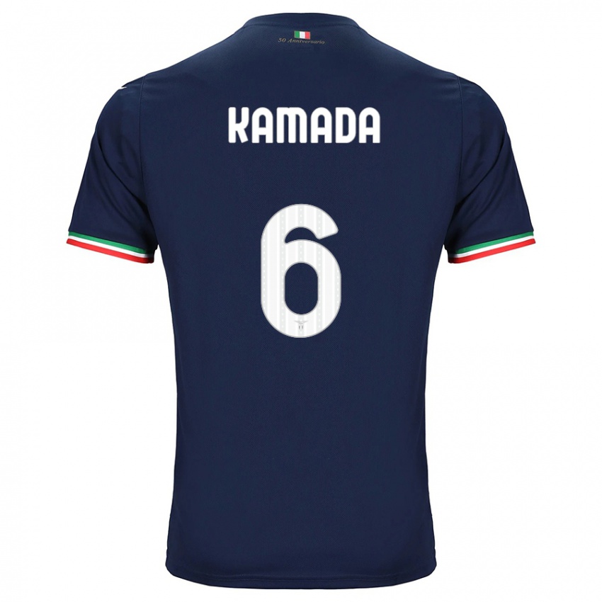 Børn Daichi Kamada #6 Flåde Udebane Spillertrøjer 2023/24 Trøje T-Shirt