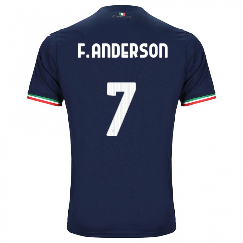 Børn Felipe Anderson #7 Flåde Udebane Spillertrøjer 2023/24 Trøje T-Shirt