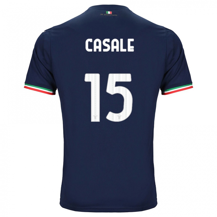 Børn Nicolò Casale #15 Flåde Udebane Spillertrøjer 2023/24 Trøje T-Shirt