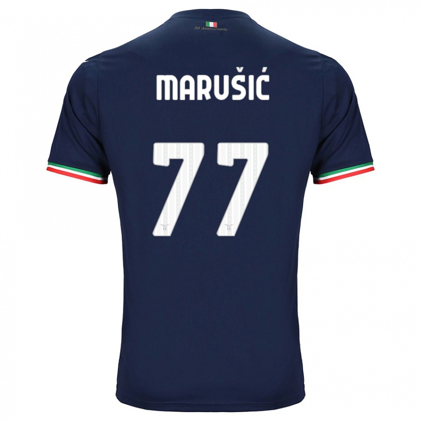 Børn Adam Marusic #77 Flåde Udebane Spillertrøjer 2023/24 Trøje T-Shirt