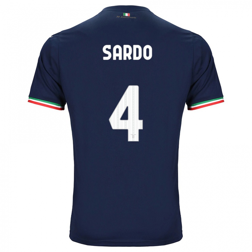 Børn Jacopo Sardo #4 Flåde Udebane Spillertrøjer 2023/24 Trøje T-Shirt